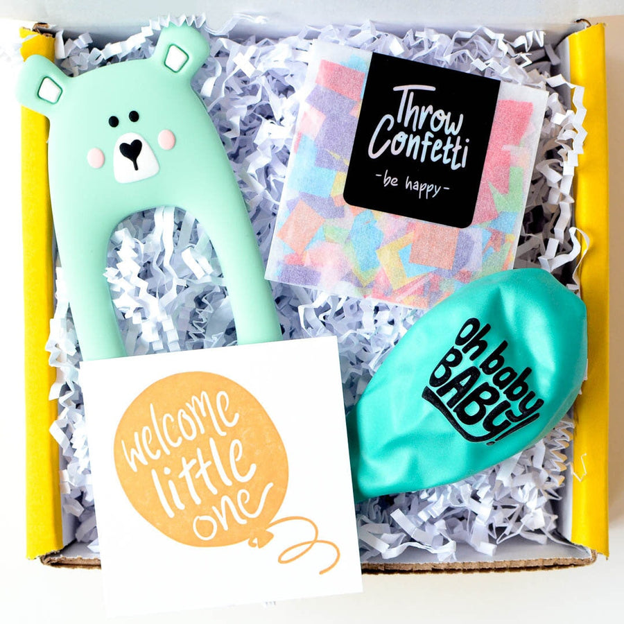 New baby gift box_Welcome Little One Card_Bear teether