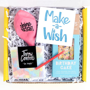 Make a Wish Birthday Box_birthday surprise gift with balloon, confetti, and treat
