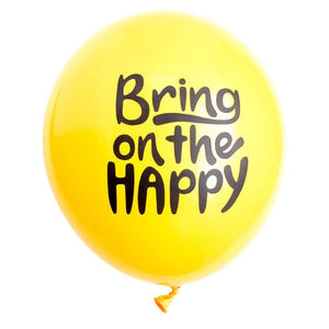 Yellow Balloon with the words Bring on the Happy printed in black ink_for build your own gift box
