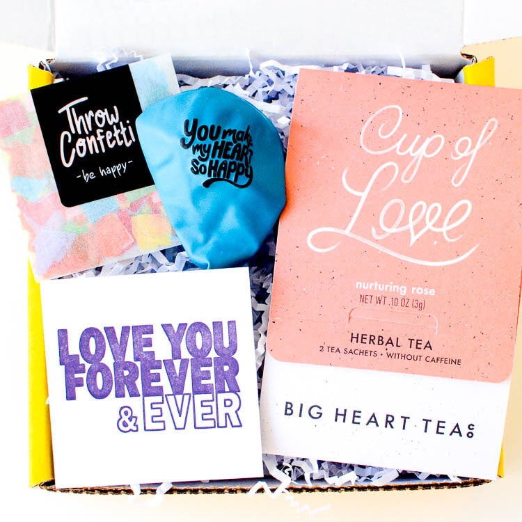 Forever Love Gift Box Long distance relationship gift idea with confetti, balloon, and treat