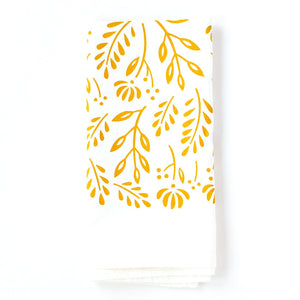 Golden Yellow Floral Tea Towel